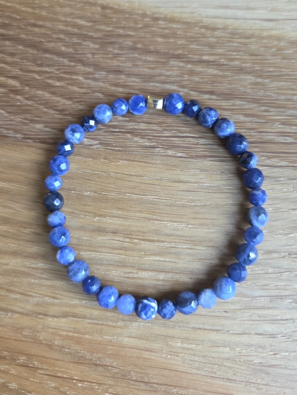 Faceted Sodalite Beaded Stretch Bracelet | Handmade